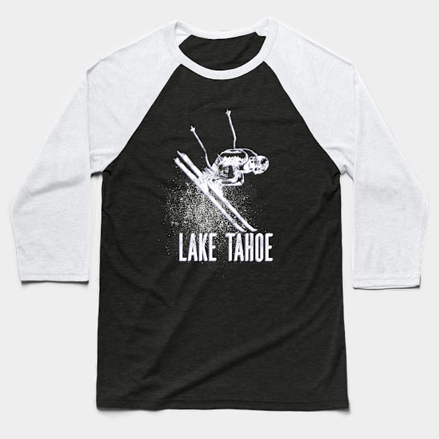 Lake Tahoe Downhill Ski Mountain Resort Vintage Skier Gift Baseball T-Shirt by Pine Hill Goods